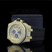 Chrono Dial Colorless Moissanite Hip Hop Wrist Watch