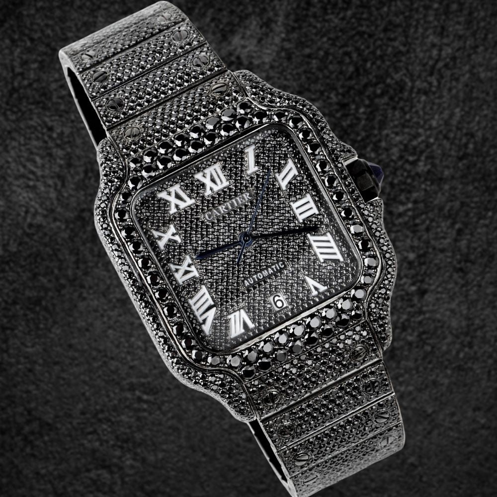 Iced Out Black Moissanite Diamond Hip Hop Watch
