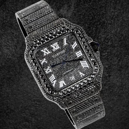 Iced Out Black Moissanite Diamond Hip Hop Watch