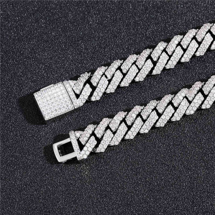 Lab Created Moissanite Diamond Silver Cuban Bracelet
