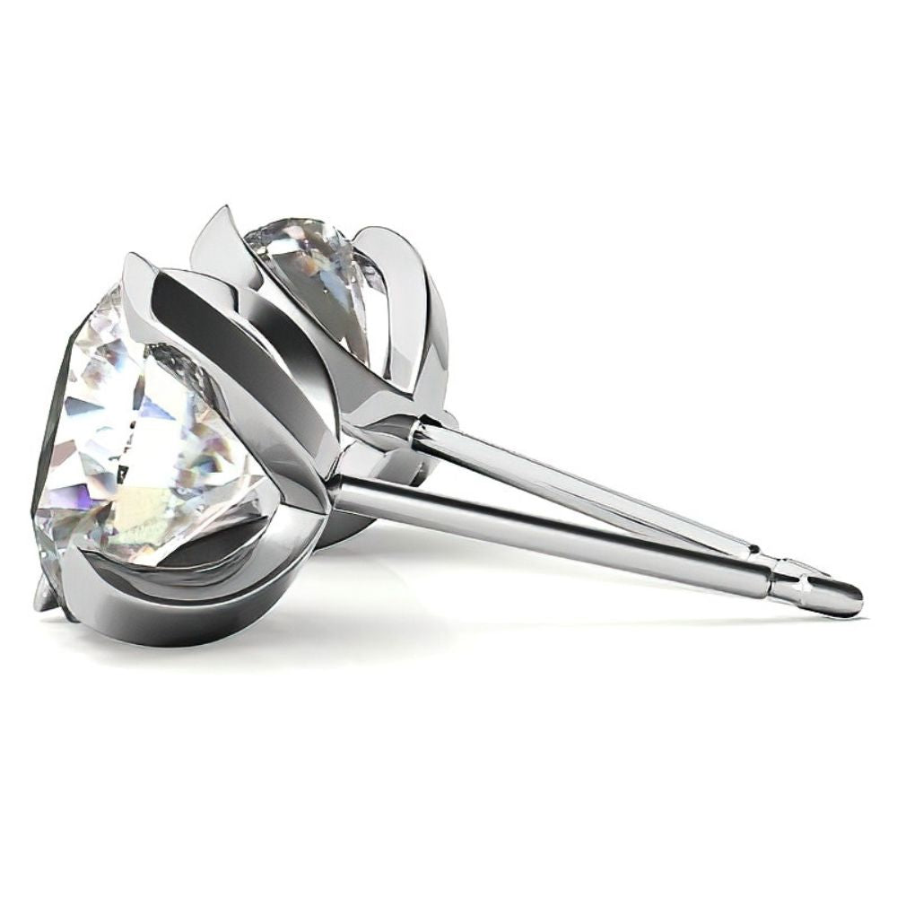 Sterling Silver Round Moissanite Stud Earrings