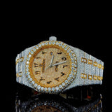 Dual Tone Arabic Numeric Moissanite Diamond Hip Hop Watch