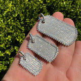 925 Sterling Silver Iced Out Dog Tag Pendant