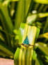 Green Kite Cut Yellow Gold Solitaire Engagement Ring
