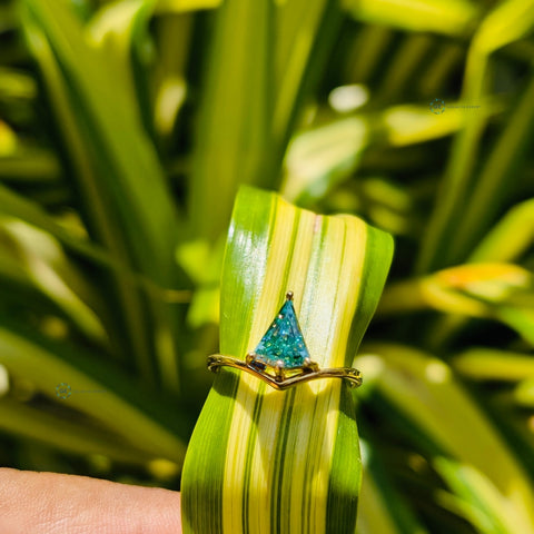 Green Kite Cut Yellow Gold Solitaire Engagement Ring
