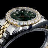 Date Just Moissanite Diamond Green Dial Classic Wrist Watch