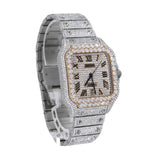 Rose & White Roman Numeric Bust Down Moissanite Watch