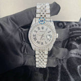 Roman Dial Full White Moissanite Wrist Watch