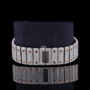 Dual Tone Colorless Moissanite Hip Hop Watch