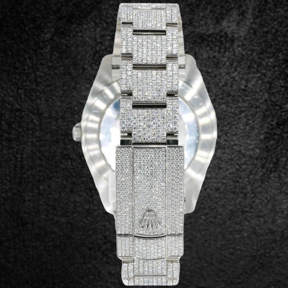 Stylish Fully Iced Out Date Just Moissanite Wrist Watch