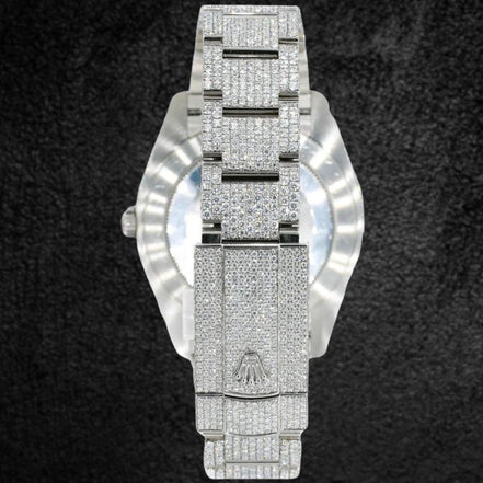 Stylish Fully Iced Out Date Just Moissanite Wrist Watch