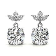 Elegant Leaf Cluster Design Moissanite Drop Earrings