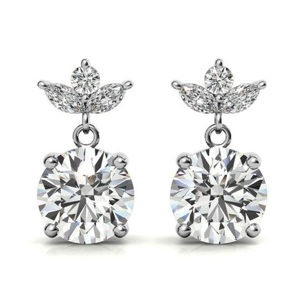 Elegant Leaf Cluster Design Moissanite Drop Earrings