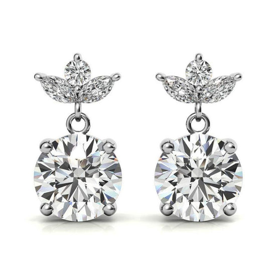 Elegant Leaf Cluster Design Moissanite Drop Earrings