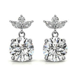 Elegant Leaf Cluster Design Moissanite Drop Earrings