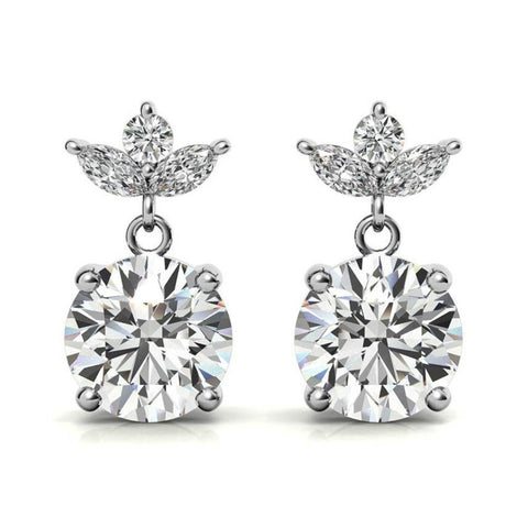 Elegant Leaf Cluster Design Moissanite Drop Earrings