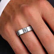 Emerald Moissanite Tension Set Solitaire Men's Ring