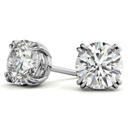 Double Claw Prong Round Cut Moissanite Solitaire Earrings