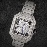 Iced Out Moissanite Diamond Skeleton Watch For Men's