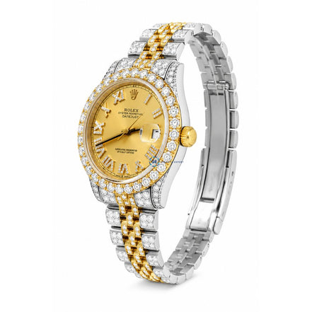 Dual Tone Moissanite Date Just  Wrist Watch For Men's