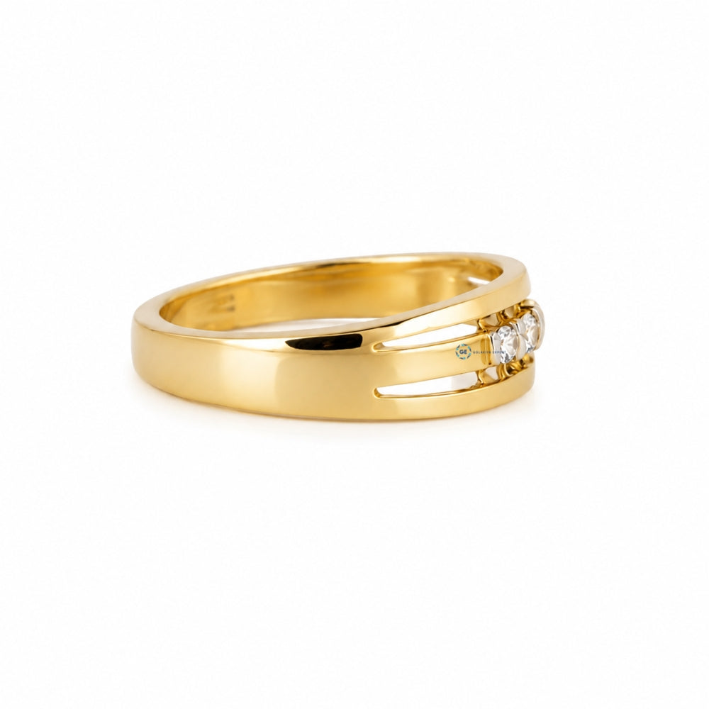 14K Gold Men's Moissanite Wedding Ring Three Stone Ring