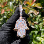 Iced Out Moissanite Hamsa Hand Hip Hop Pendant