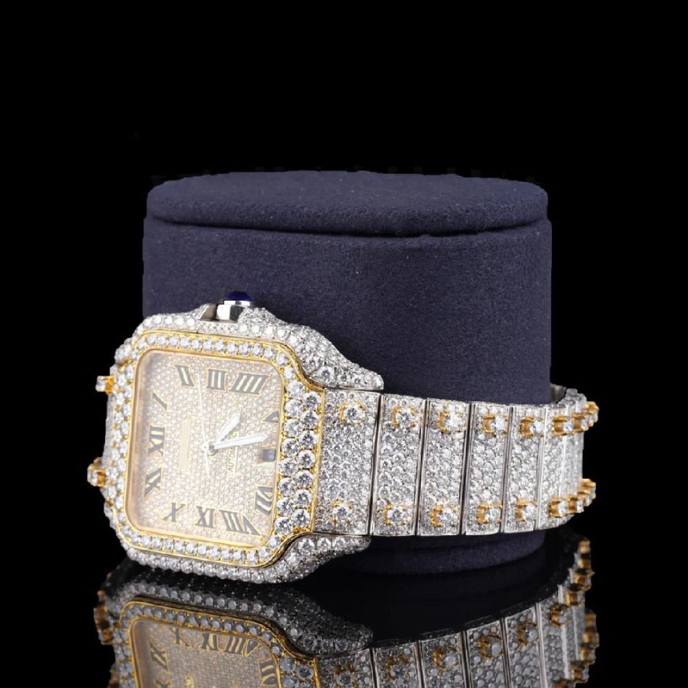 Dual Tone Automatic Moissanite Diamond Hip Hop Write Watch