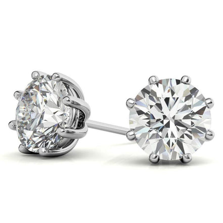 Eight Prong Setting Round Moissanite Small Stud Earrings