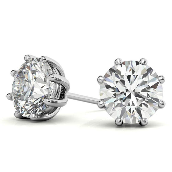 Eight Prong Setting Round Moissanite Small Stud Earrings