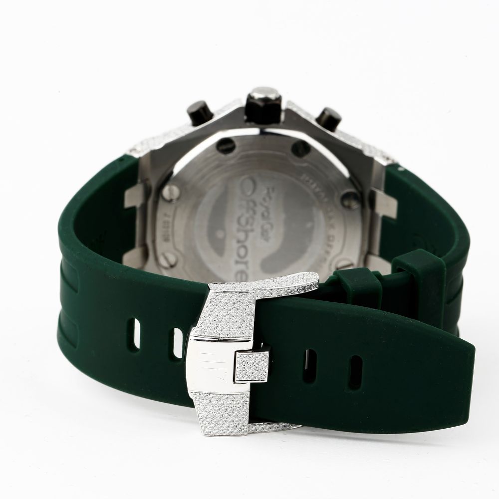 Luxury Customize Moissanite Green Belt Watch For Men's