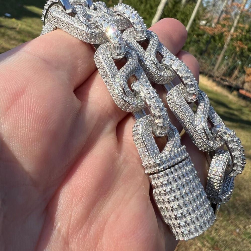 925 Sterling Silver Moissanite Diamond Link Bracelet