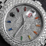 Full Iced Out Moissanite Diamond Date Just Watch