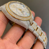 White Color Bolo Dial Moissanite Dual Tone Luxury Watch