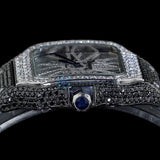 Formal Style Black Moissanite Skeleton Iced Out Watch