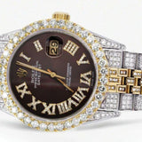 Brown Color Roman Dial Analog Moissanite Diamond Watch