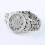 Bust Down Full White Day Date Moissanite Iced Out Watch