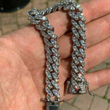 D Color Moissanite Iced Out Cuban Link Bracelet