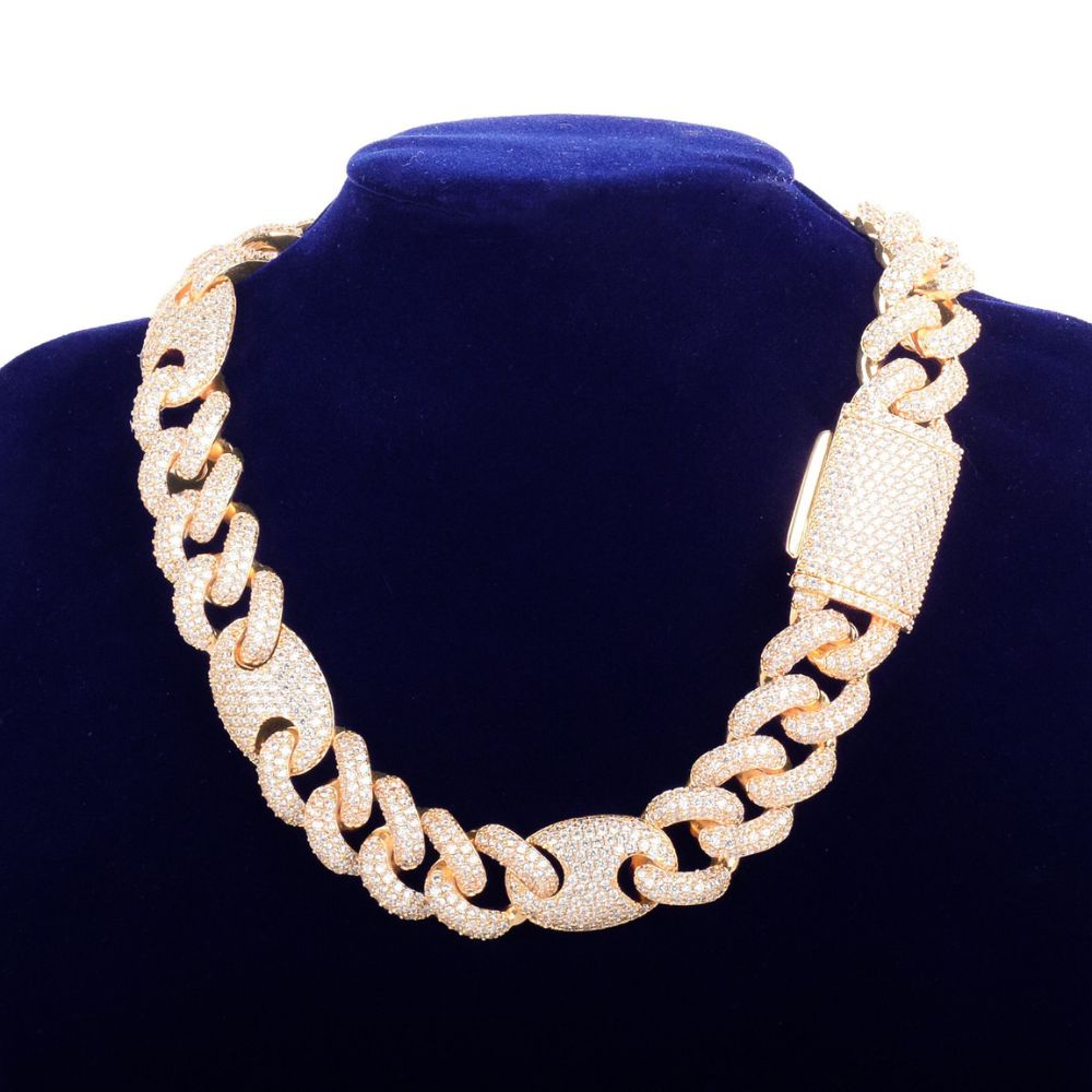 Miami Cuban Bean Link Iced Out Moissanite Chain