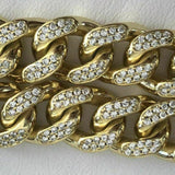 Yellow Tone Cuban Link Moissanite Bracelet
