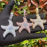Mossanite Center Stone Superstar Starfish Flooded Ice Streetwear Pendant