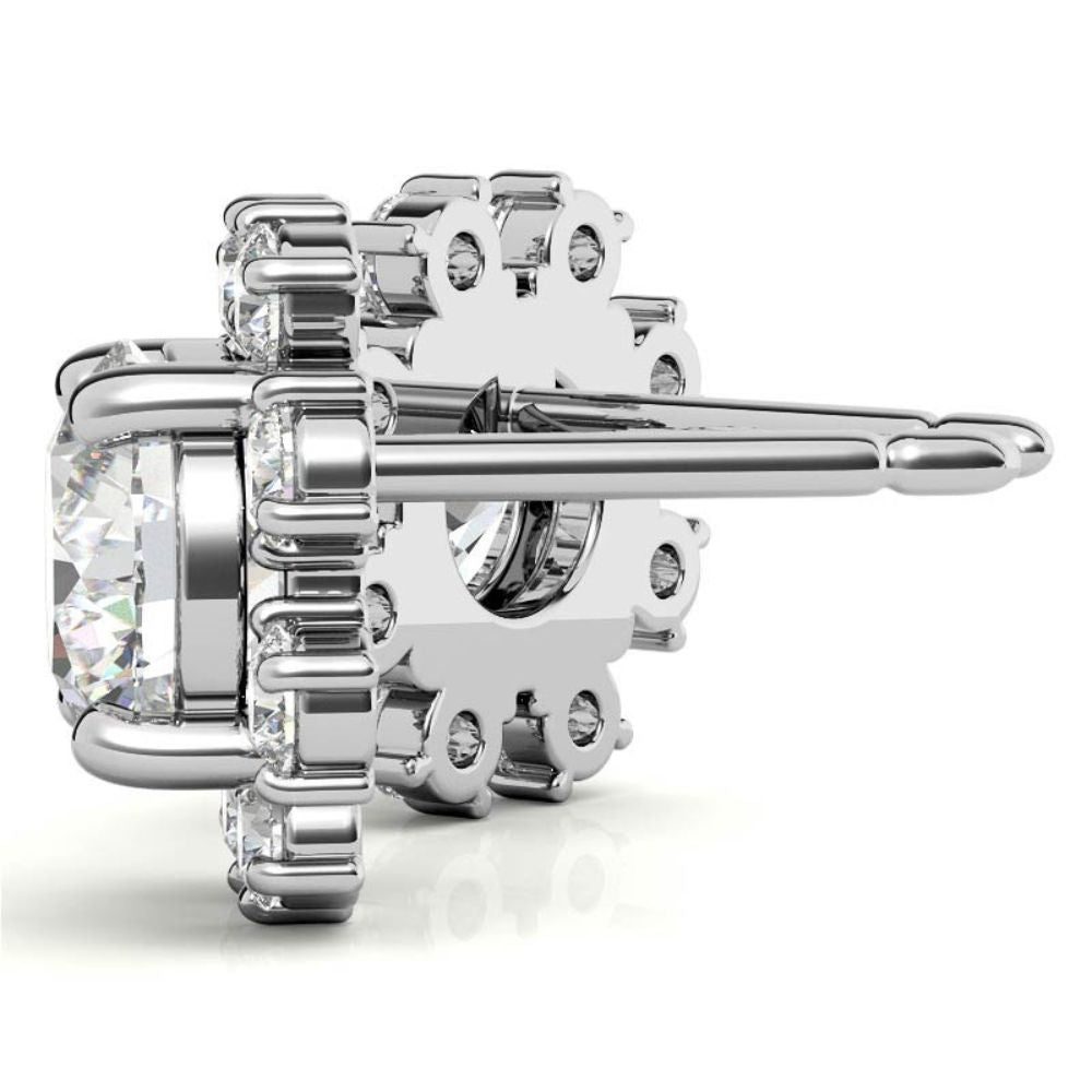 Round Brilliant Cut Moissanite Halo Earrings
