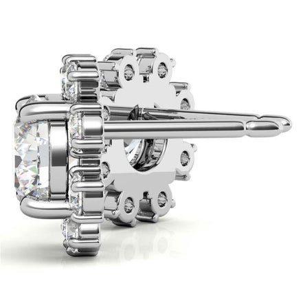 Round Brilliant Cut Moissanite Halo Earrings