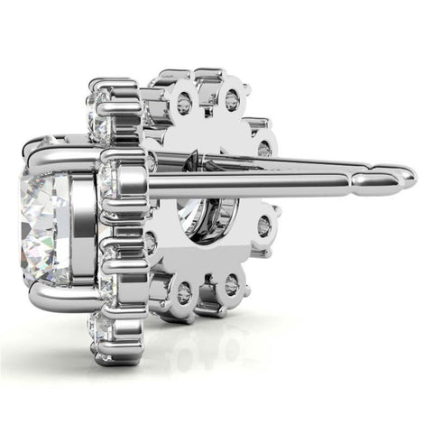 Round Brilliant Cut Moissanite Halo Earrings