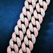 Dual Tone Moissanite Diamond Miami Cuban Link Bracelet
