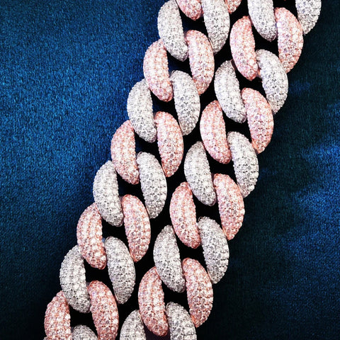 Dual Tone Moissanite Diamond Miami Cuban Link Bracelet