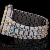 Dual Tone Fully Iced Out Moissanite Diamond Wrist Luxury Watch