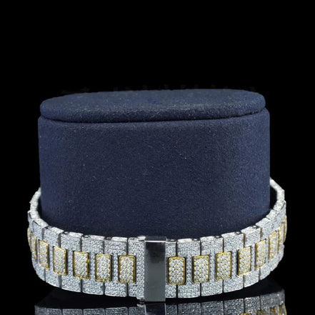 Baguette Dial Moissanite Diamond Dual Tone Hip Hop Watch