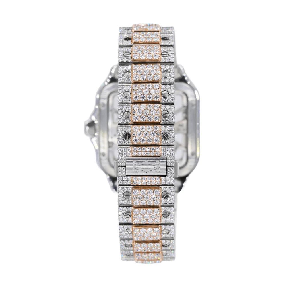 Dual Tone Skeleton Iced Out Moissanite Hip Hop Watch