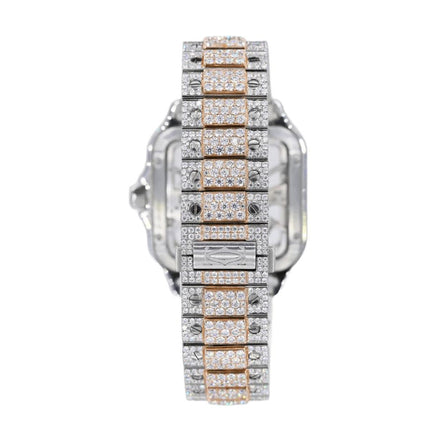 Dual Tone Skeleton Iced Out Moissanite Hip Hop Watch