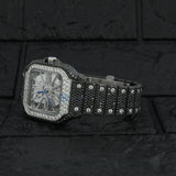 Black Moissanite Skeleton Hip Hop Wrist Watch